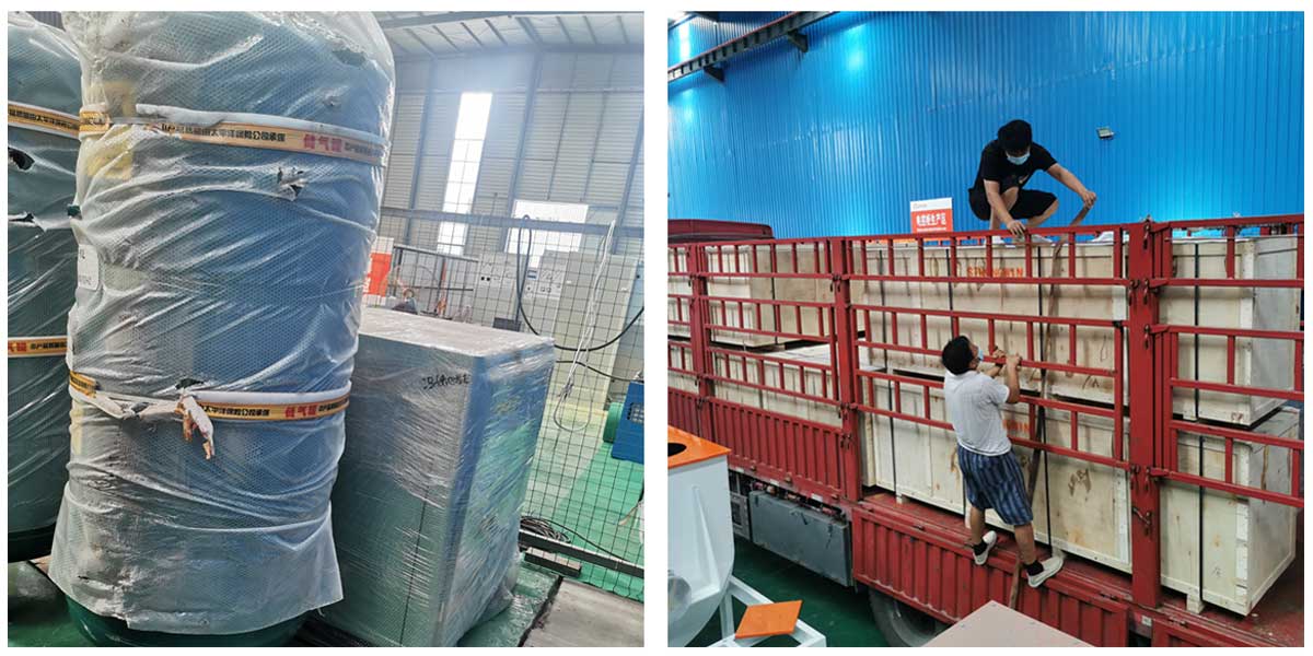 5臺脈沖除塵器，2條皮帶輸送機，22kw空壓機已發(fā)往巴拉圭 